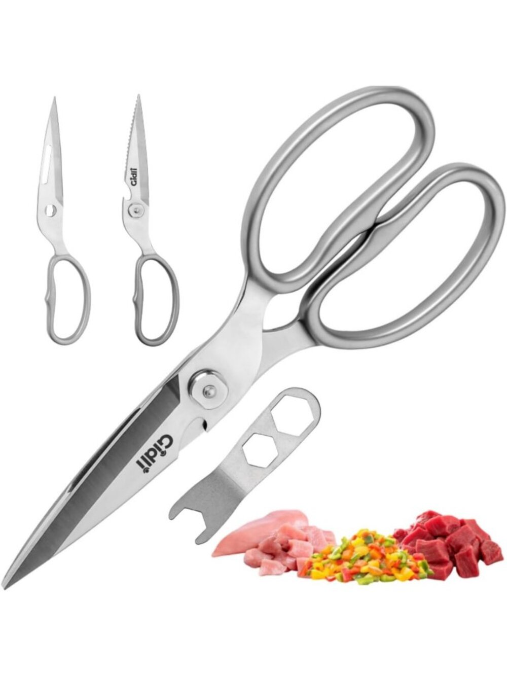 All Stainless Steel Premium Kitchen Scissors with Lifetime Warranty - Sharp